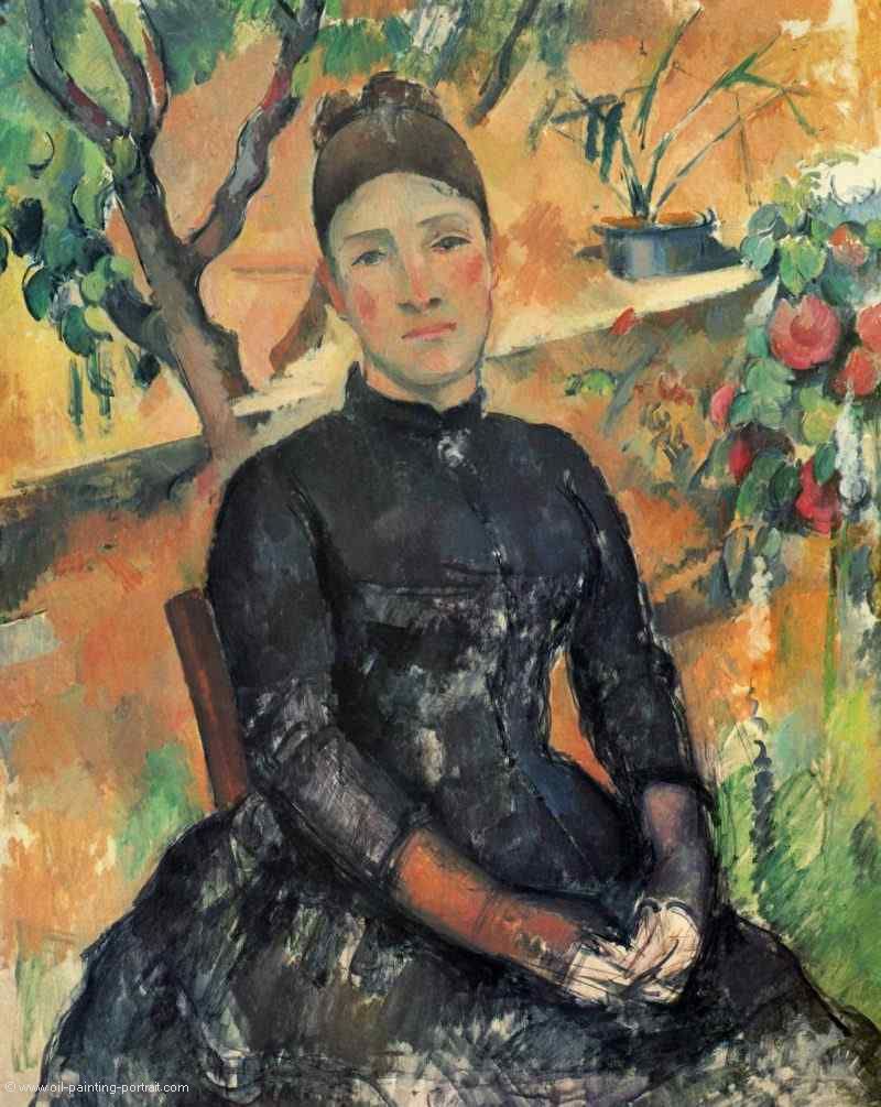 Portraet der Mme Cezanne im Gewaechshaus
