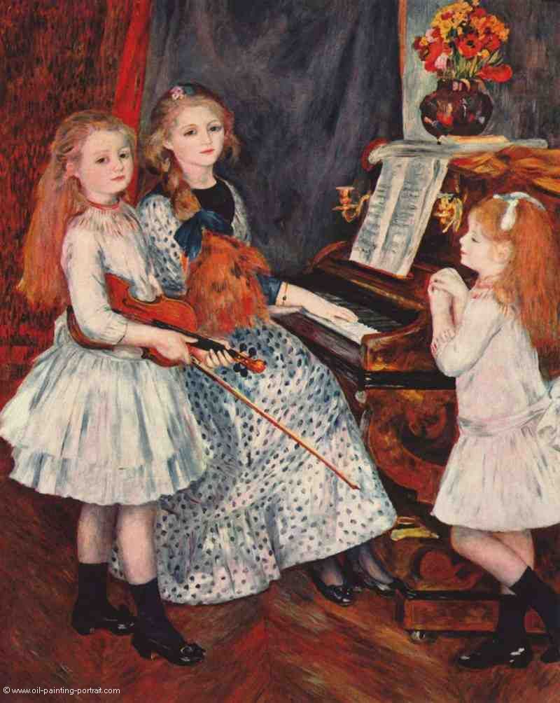 Portraet der Toechter von Catulle Mendes am Klavier