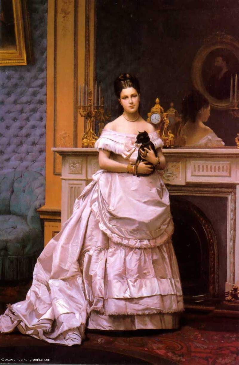 Portraet einer Lady mit Katze