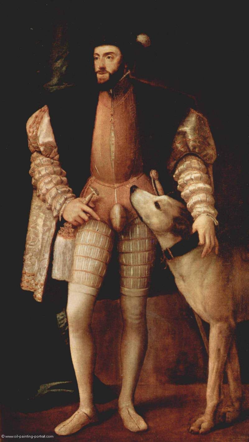 Portrait Kaiser Karl V mit Hund