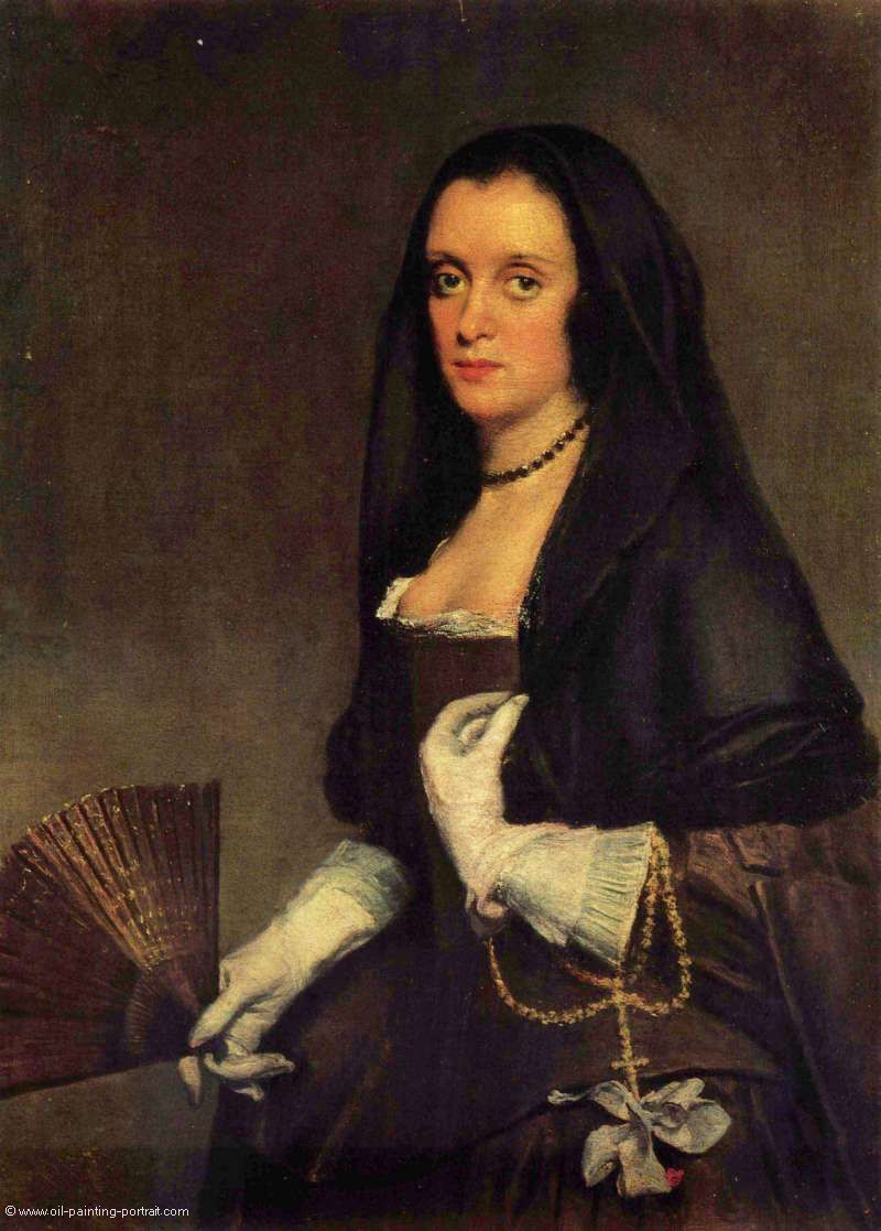 Portrait einer Dame mit Faecher