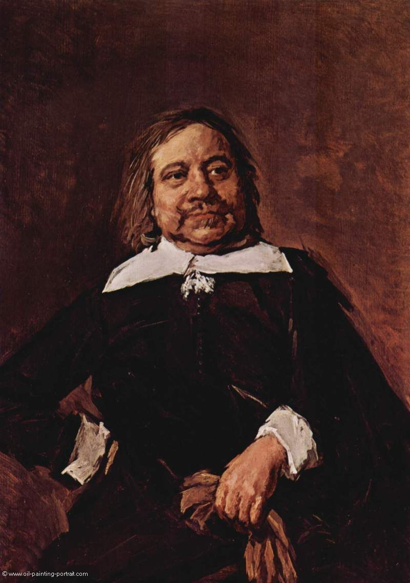 Portrait eines Mannes mit Spitzenkragen, in der Huefte aufgestuetzter rechter Hand und Handschuhen