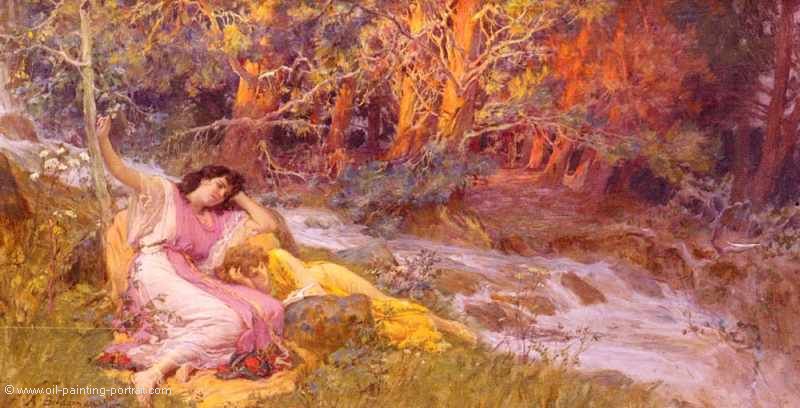 Reclining by a Stream