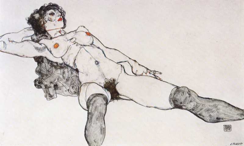 Recumbment Female Nude with Legs Apart