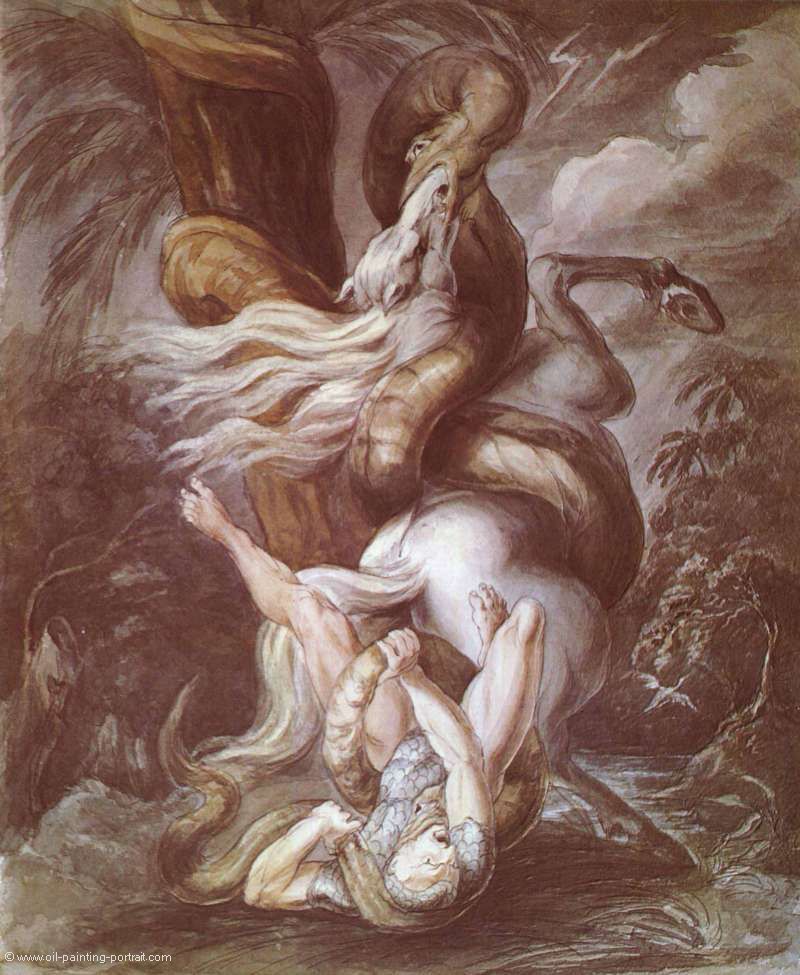 Reiter von Riesenschlange ueberfallen