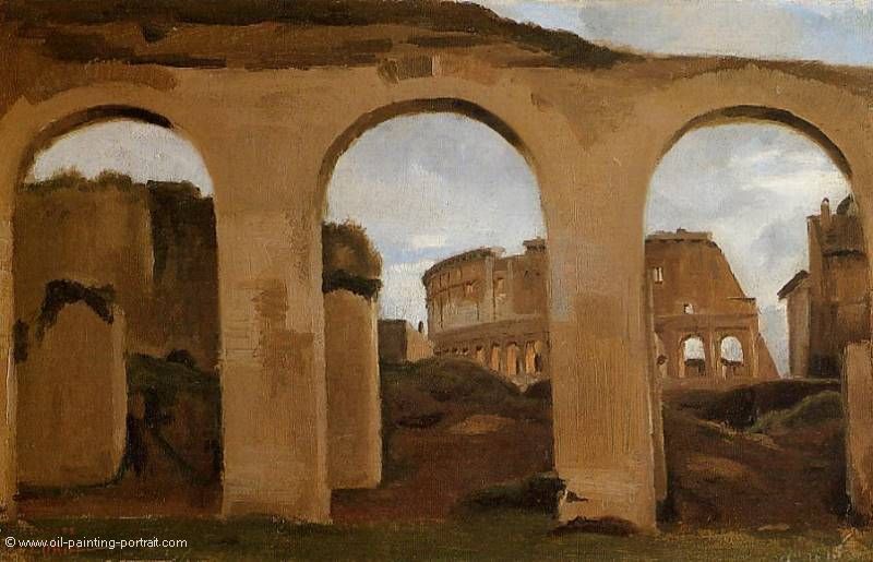 Rome (The Coliseum seen through Arches of the Basilika of Constantine)