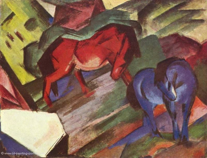 Rotes und blaues Pferd