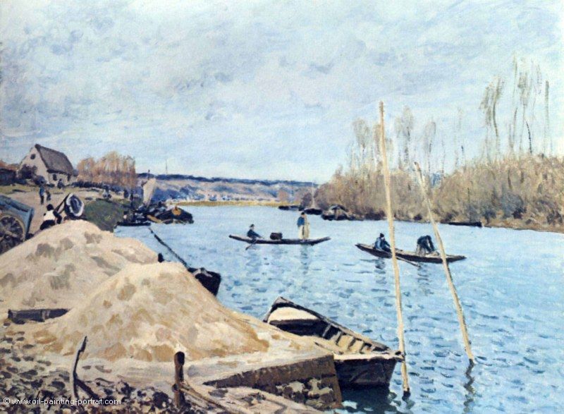 Seine bei Port Marly   Mit dem Sandhaufen