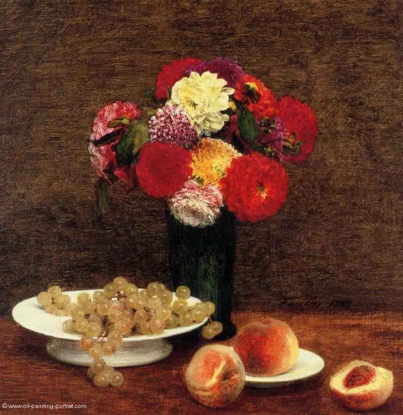 Still Life (Dahlias in a Green Vase)