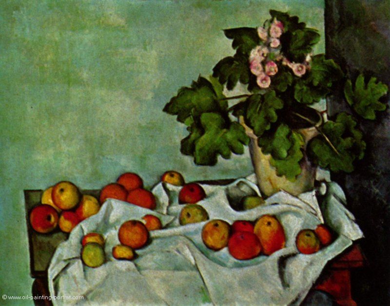Stillleben, Geranienstock mit Fruechten
