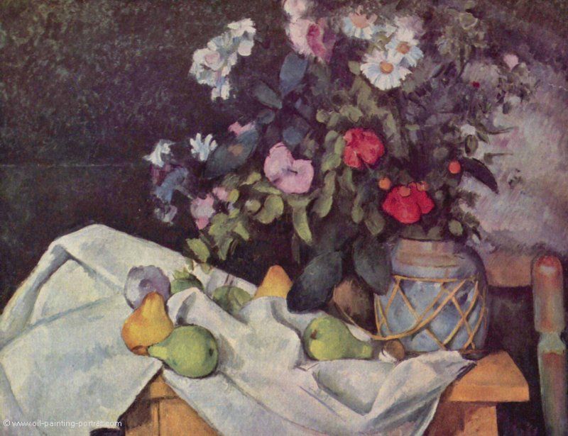 Stillleben mit Blumen und Fruechten