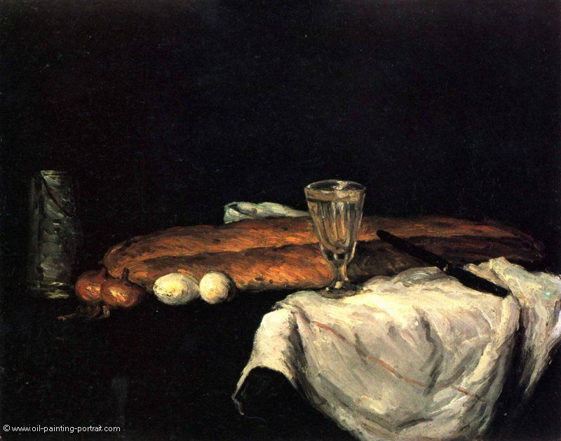 Stillleben mit Brot und Eiern