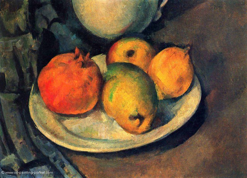 Stillleben mit Granatapfel und Birnen