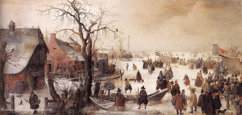 Szene im Winter an einem Kanal