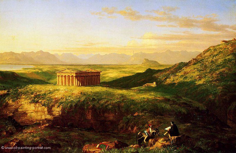 The Temple of Segesta with the artist sketching