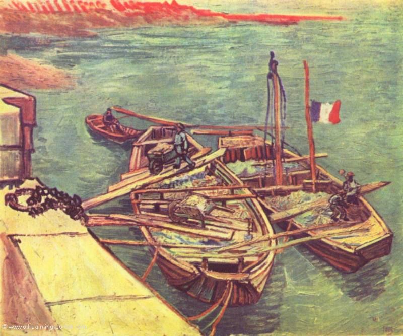 Vertaeute Boote mit Sand