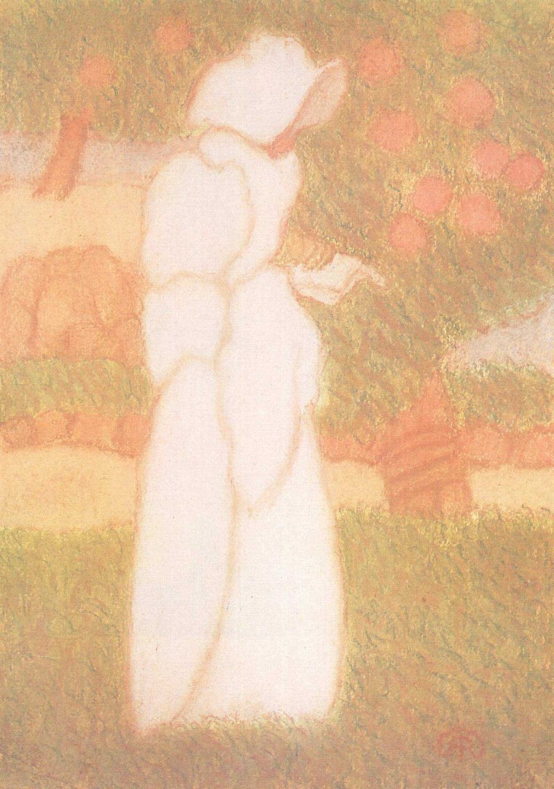 Wandelnde Frau mit Buch