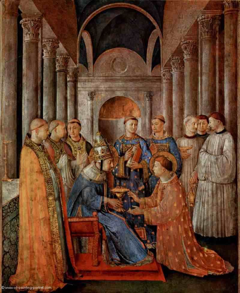 Weihe des Heiligen Laurentius zum Diakon durch den Papst Sixtus