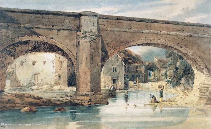 Wetherby Bridge (Yorkshire looking through the Bridge to the Mills)