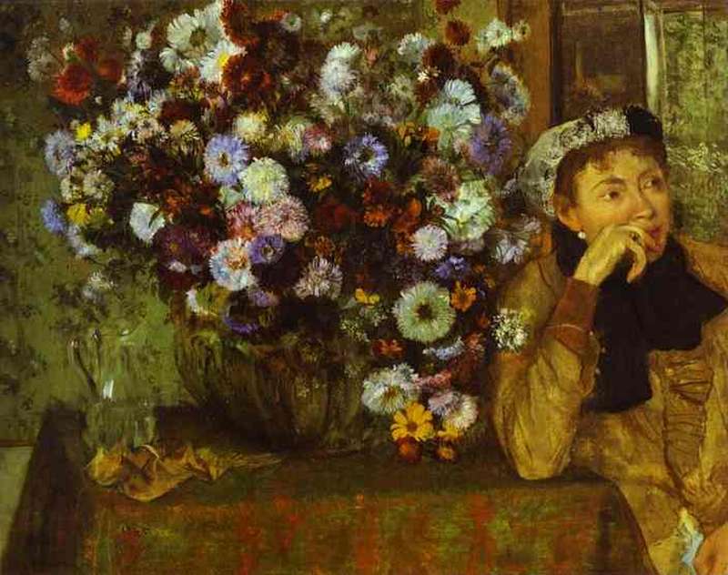 Woman with Chrysanthemums