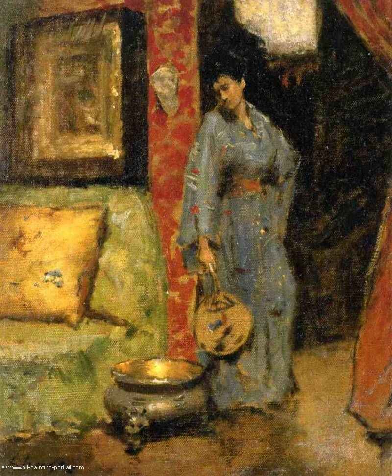 Women in Kimono Holding a Japanese Fan