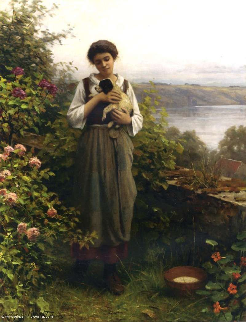 Young Girl holding a Puppy