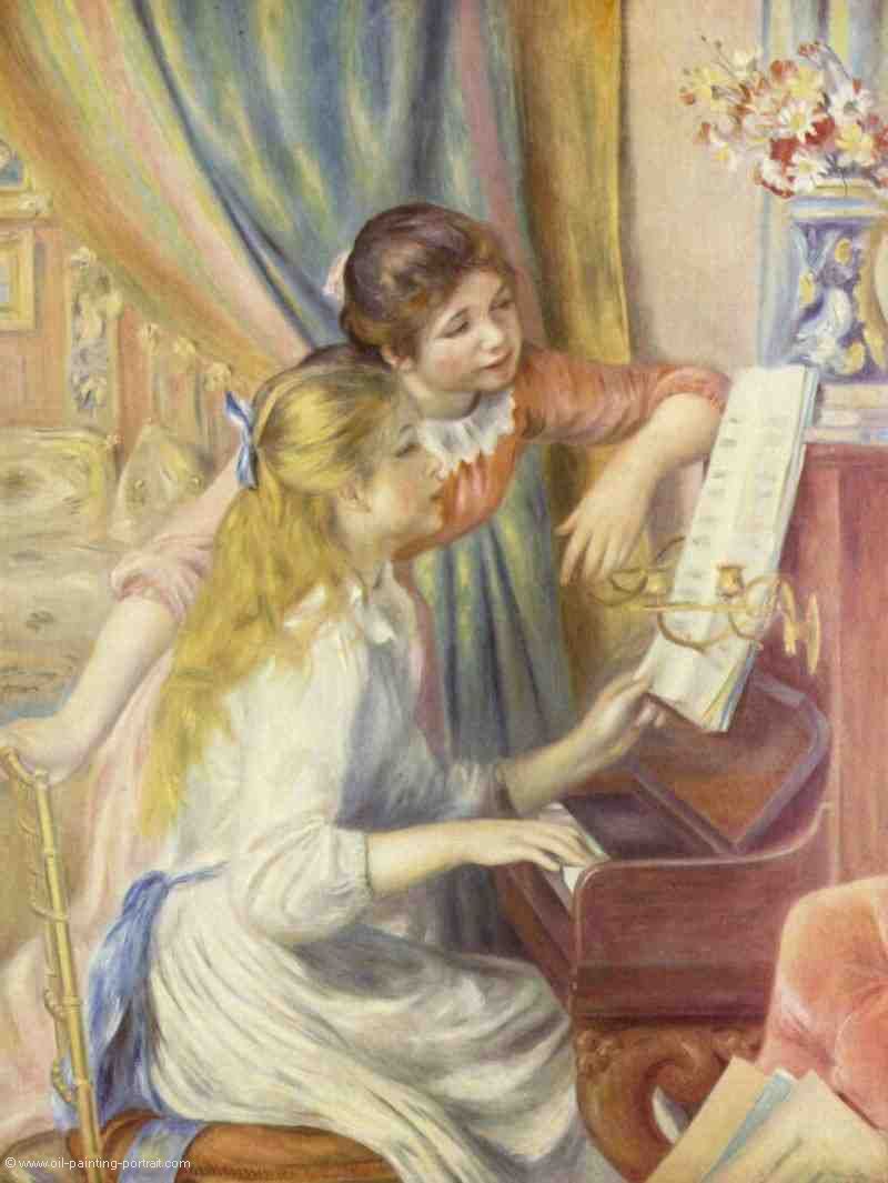 Zwei Maedchen am Klavier