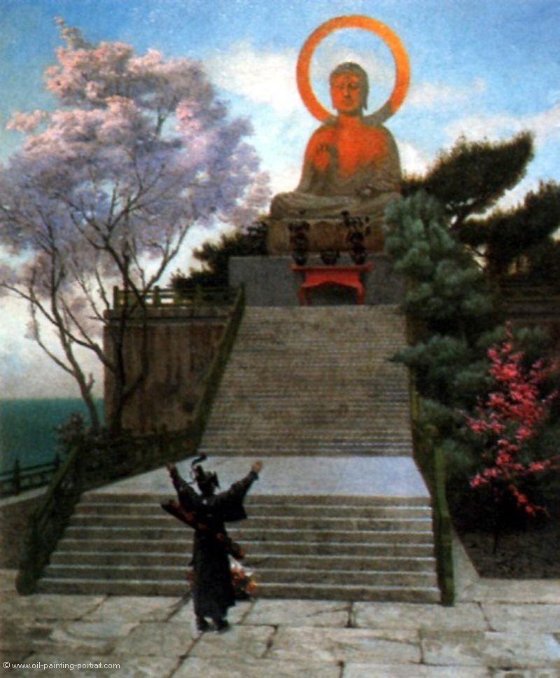 a japanese imploring a divinity