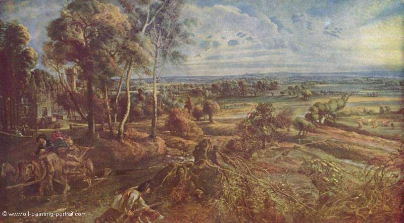 herbstlandschaft und die Ansicht des Schlosses von Steen