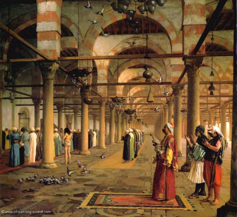 oeffentliches Gebet in einer Moschee in Kairo
