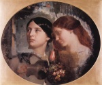 Bild:Two Women with a Bouquet of Flowers