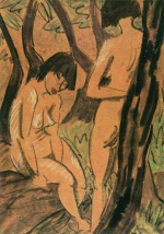 Bild:Zwei Mädchen im Wald
