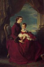 Bild:The Empress Eugenie Holding Louis Napoleon, the Prince Imperial on her Knees