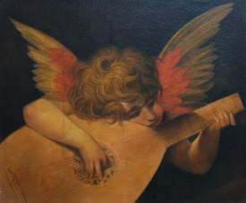 Rosso Fiorentino Laute spielender Engel