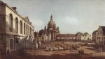 Bild:Marché neuf de Dresde vu du cimetière juif avec l´église de la Frauenkirche et la garde de la vieill
