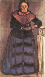 Bild:Vieille dame avec bouquet de violettes
