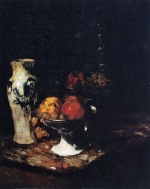 Bild:Vase et deux coupes de fruits avec pommes et raisins