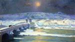 Bild:The Bridge over the Allier at Pont du Chateau in Winter