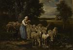 Bild:Shepherdess and Sheep, Fontainebleau