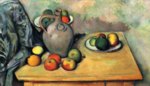 Bild:Nature morte, carafe et fruits sur une table