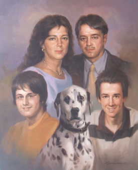 Familie mit Hund Dalmatiner