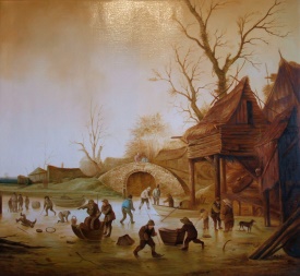Isaac van Ostade Winterlandschaft mit Schlittschuhl&auml;ufern