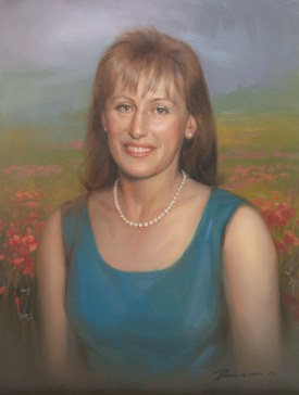 Frau Mohnblumenfeld Gemälde