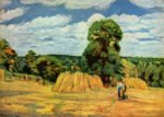 Camille Pissarro - paintings - Harvest at Montfoucault