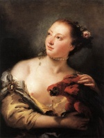 Giovanni Battista Tiepolo  - Peintures - Femme avec un perroquet