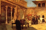 Edwin Lord Weeks - Peintures - éléphants et personnages dans une cour intérieure à Fort d'Agra