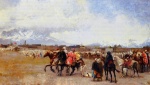 Edwin Lord Weeks - Peintures - Jeu de tir au fusil devant les murs d´une ville au Maroc