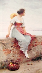 Eugene de Blaas - paintings - A Pensive Moment