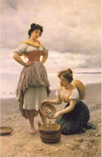 Eugene de Blaas - Bilder Gemälde - Gathering Shells