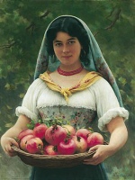 Eugene de Blaas - Bilder Gemälde - Mädchen mit Granatäpfeln